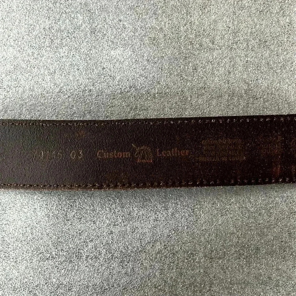 [36-42”]Custom Leather Brown  Leather Silver Tone Buckle Men - Picture 5 of 6